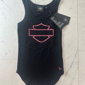 Harley-Davidson Black Tank Top breast cancer awareness pink logo